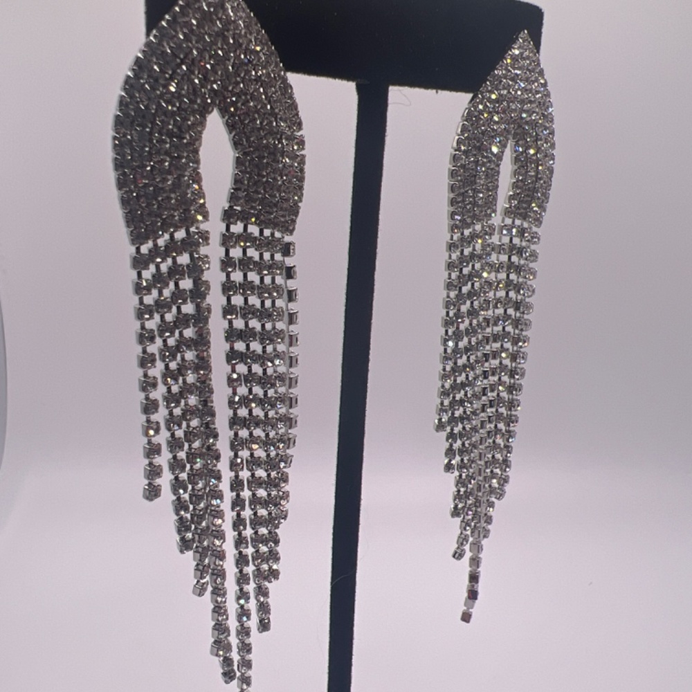 Rhinestone Statement Earrings - image 2